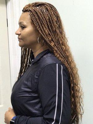 Box braids with curly hair