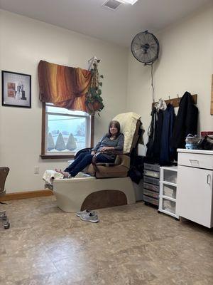 Wife getting pedicure