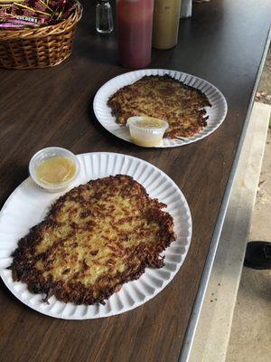 Hot and fresh potato pancakes