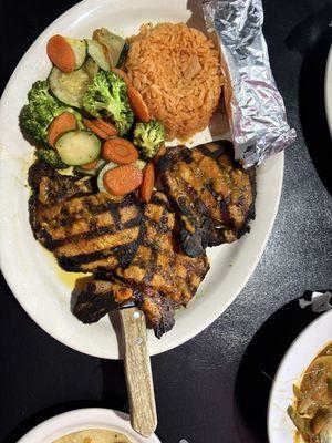 Chuletas (thin grilled and seasoned pork chops)