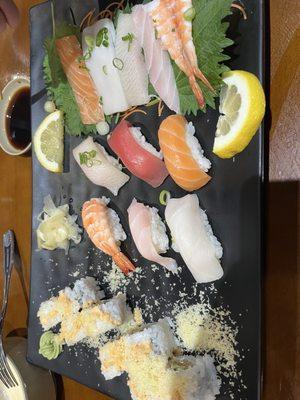 Lunch Sushi and Sashimi (-1 tuna piece...yum)