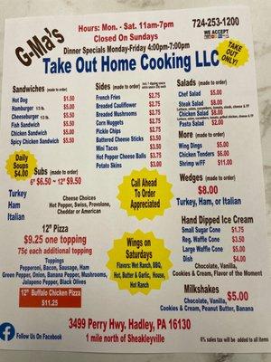 G-Ma’s Take Out Home Cooking