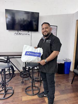 Newtimes Hair staff sends the package directly to the customer's salon nearby.