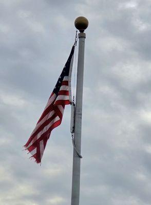 Look at Moore Highs American Flag this is terrible and they have been told.