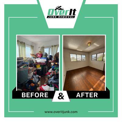 Transforming chaos into calm with a room declutter thanks to Overit Junk Removal - creating space for clarity and serenity.