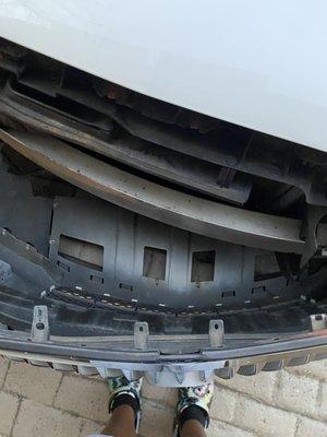 My front bumper is hanging off after I got it worked on at Williams Radiator and Repair.