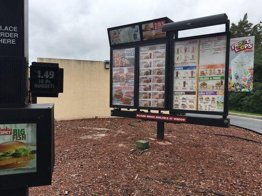 Why is this menu 20ft away and with 10 point font?? And why is customer service here so awful?