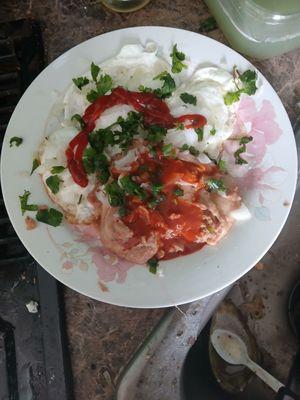 Ham and eggs breakfast.