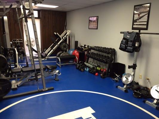 Overview of studio gym. It has everything one needs for a good workout.