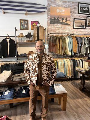 Luis in an exclusive Monfrere cowhide jacket.
