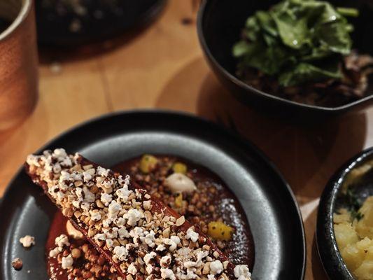 Bbq sweet potato - the sauce was great but I was not a fan of the popcorn on top. The menu didn't mention that part at all.