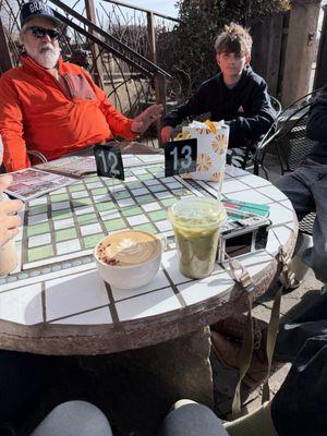 House-made rose syrup latte and strawberry matcha