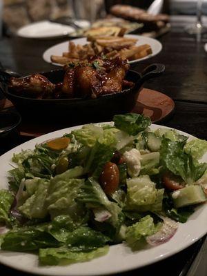 Greek salad & bbq wings