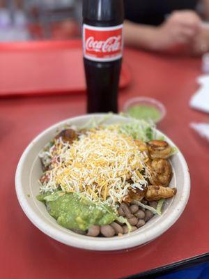Shrimp Bowl with a Mexican Coke!