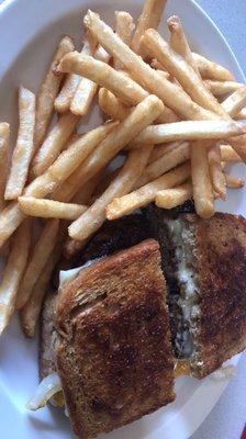 Patty Melt with beer battered fries was delicious!!