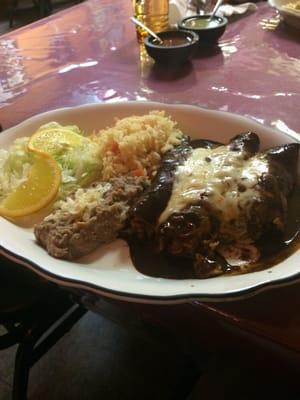 This was suppose to be chicken enchiladas with mole sauce. It tasted more like bland chicken with imitation chocolate syrup.