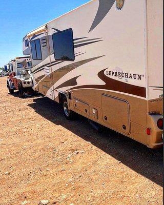 We specialize in towing RV's and other large vehicles.