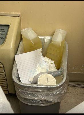 THE URINALS THAT WERE ALWAYS FULL AND FOR THE MOST PART I EMPTIED WHEN VISITING MY DAD.