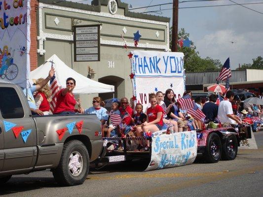 Special Children's Network float in the 4th of July Parade in Seguin.