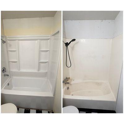 Replacement of a shower bath and shower panels