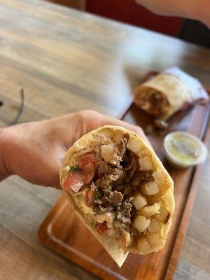 "Real" California Burrito = Special burrito style from San Diego! As an ex-resident of SD, I say this is a decent rendition