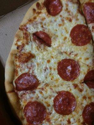 Supposedly this is a fresh Pepperoni??? It's old cause cheese doesn't get that glossy unless it has sat at least an hour and a half.