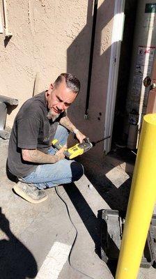 Drop line to water heater install