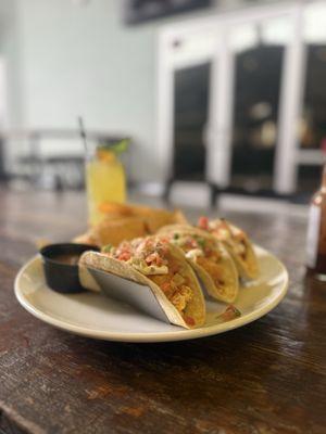 Breakfast tacos and a craft cocktail called Rosie