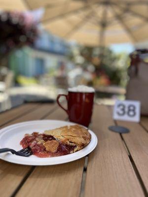 Rasperry Rhubarb Pie and a Mocha w/ whipped cream!