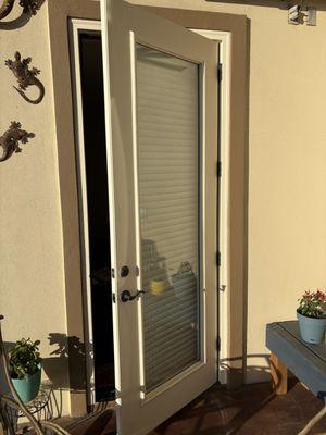 8ft exterior door rehung