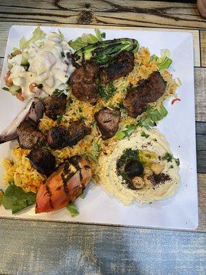 Lamb kabab platter.