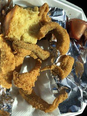 $11 catfish strips. Literally just nuggets. And 7 of them. Yes 7 catfish nuggets (called strips) for $11