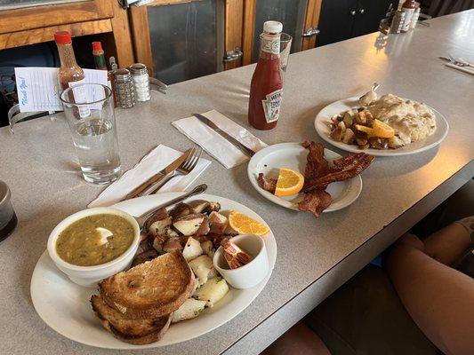 Tortilla soup Potatoes Bacon Biscuits and gravy
