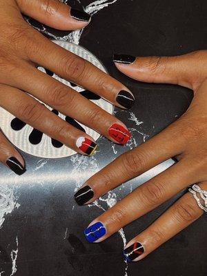 Gel nails with color and design