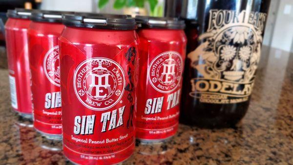 Owner recommended: Mother Earth Brew Co's - SinTax Peanut Butter Stout. Growler: Fate Brewing Co's-Candy Bar Milk Stout- 5 star