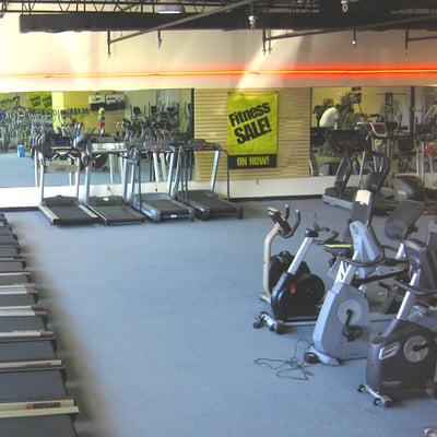 Full selection of Treadmills, Ellipticals, Bikes, Home Gyms, and more!
