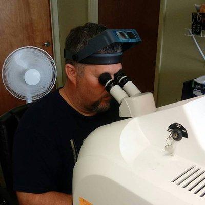 Philip working at the laser welder