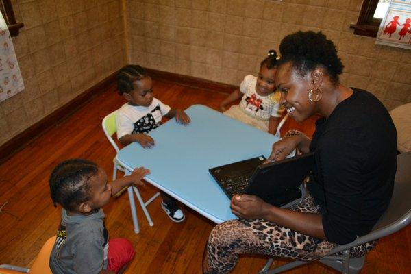 children working on one of our educational software programs