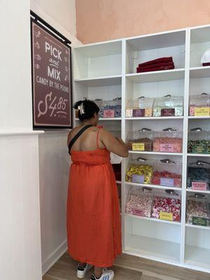 Part of the selection wall for pick and mix