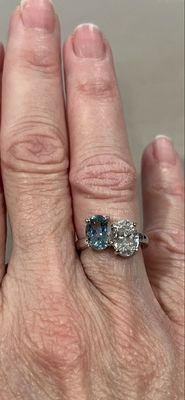 Memorial ring created for me with my parent's birth stones. It is absolutely gorgeous!