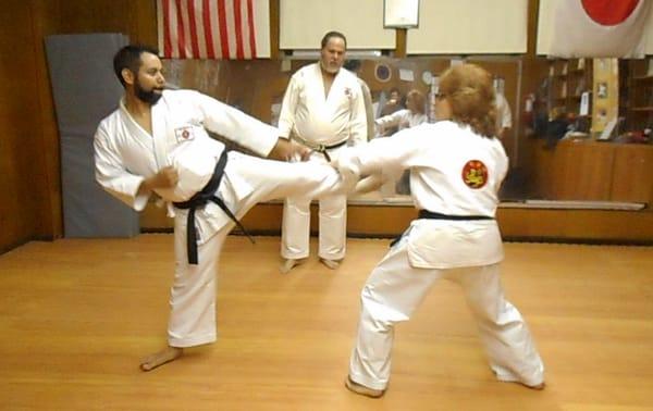 Supervised, controlled kumite (sparring).