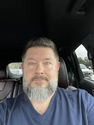 Hair and beard done.