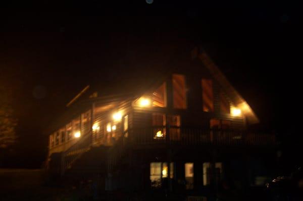 the Bed and Breakfast looks great all lit up at night