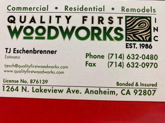 Quality First Woodworks