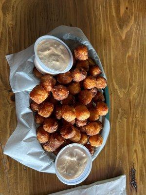 Sweet tater tots and aioli sauce