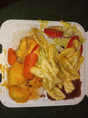 Chicken stew platter to go