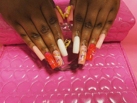 Polygel Full set with designs