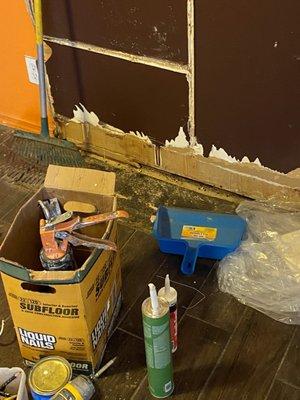 Flooring is damaged, would you ever use a company that left your property like this???? Please share this with everyone.