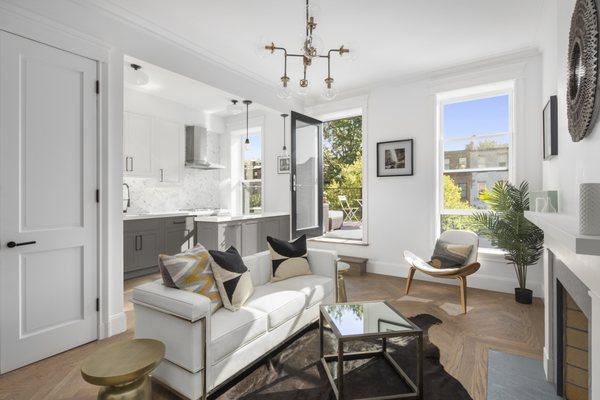 Historic Park Slope Brownstone gut renovation with pendant lighting