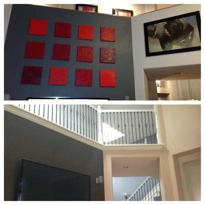 Wall to wrought iron railing and staircase